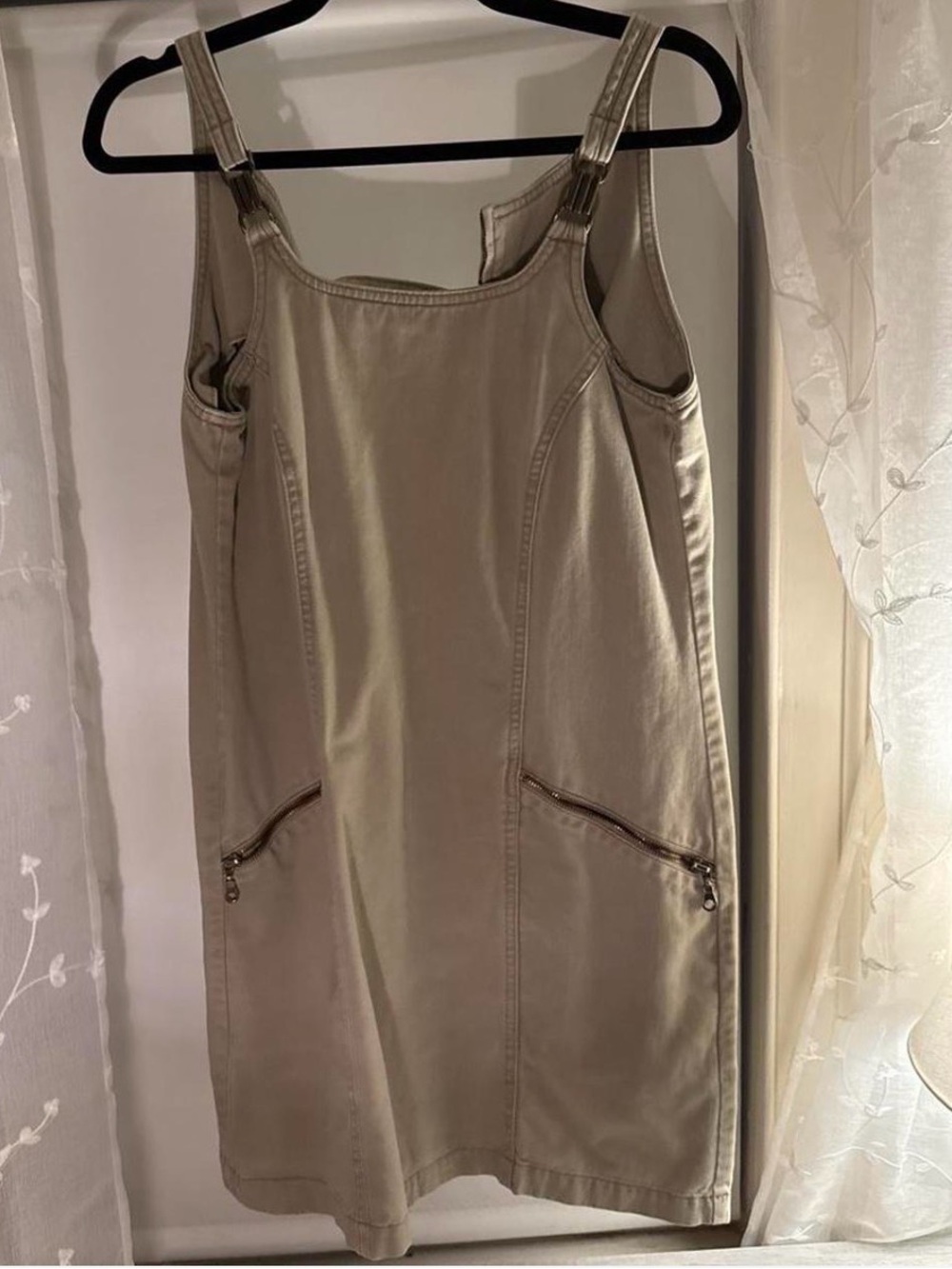 Khaki/ green zip up jumper/ mini dress